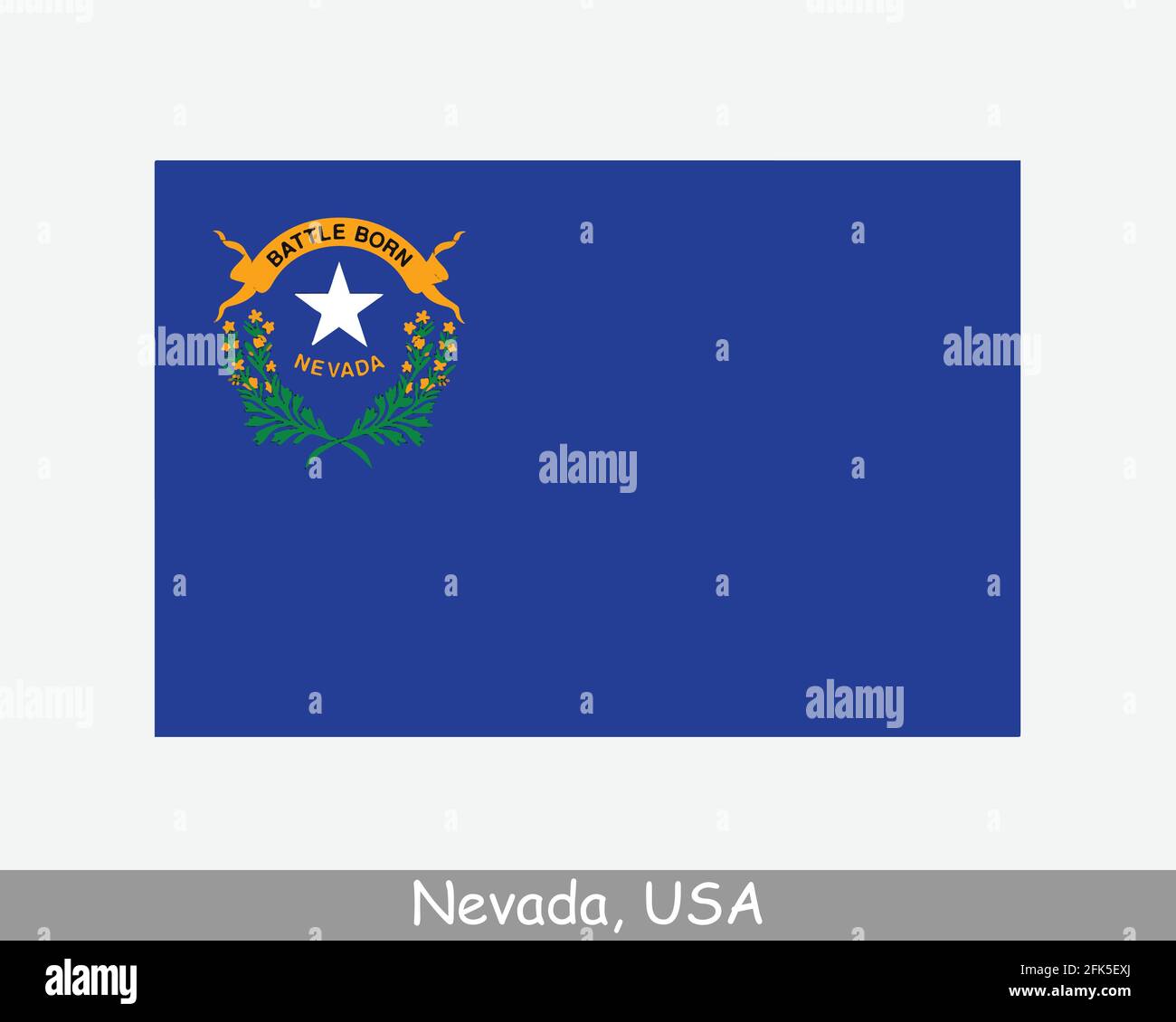 Bandiera di stato del Nevada USA. Bandiera di NV, USA isolato su sfondo bianco. Stati Uniti, America, Stati Uniti, Stati Uniti. Illu. Vettore Illustrazione Vettoriale
