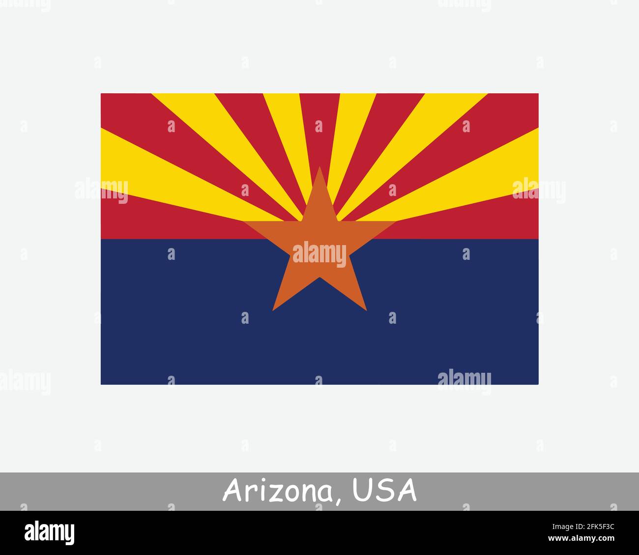 Bandiera dello stato degli Stati Uniti dell'Arizona. Bandiera di AZ, Stati Uniti isolati su sfondo bianco. Stati Uniti, America, Stati Uniti, Stati Uniti. Vettore ill Illustrazione Vettoriale