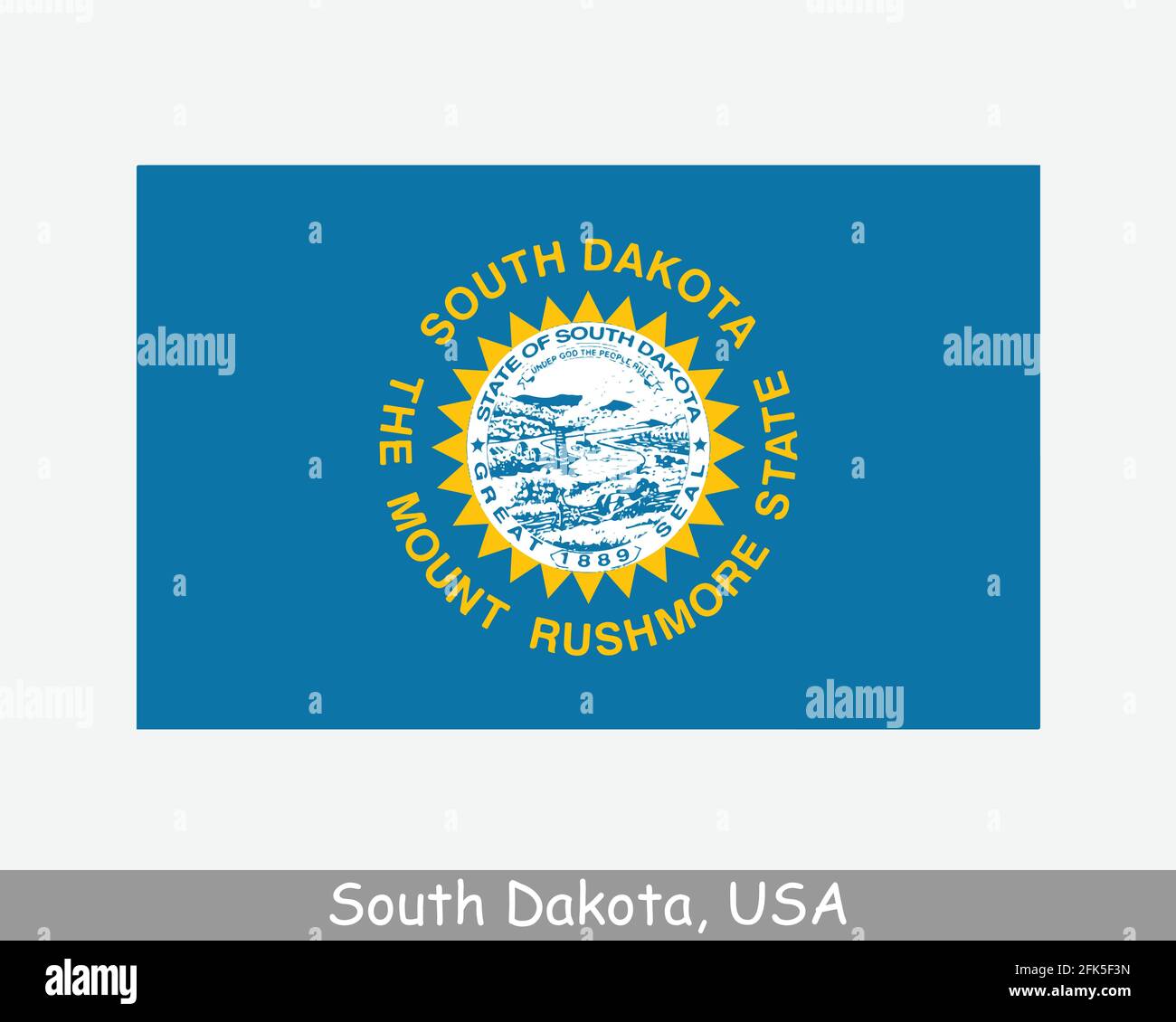 Bandiera dello Stato USA del South Dakota. Bandiera di SD, Stati Uniti isolati su sfondo bianco. Stati Uniti, America, Stati Uniti, Stati Uniti. VECTO Illustrazione Vettoriale