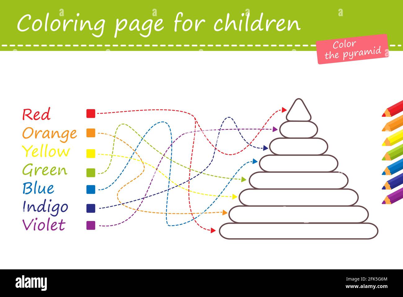 Pagina da colorare per bambini. Colorare la piramide. Illustrazione vettoriale. Stile piatto cartoon Foto Stock