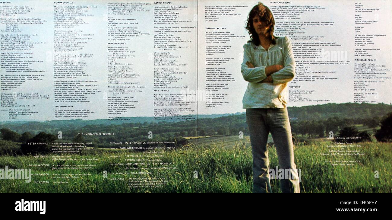 Peter Hamill: 1973. LP copertina interna totale: Chameleon all'ombra della Notte Foto Stock