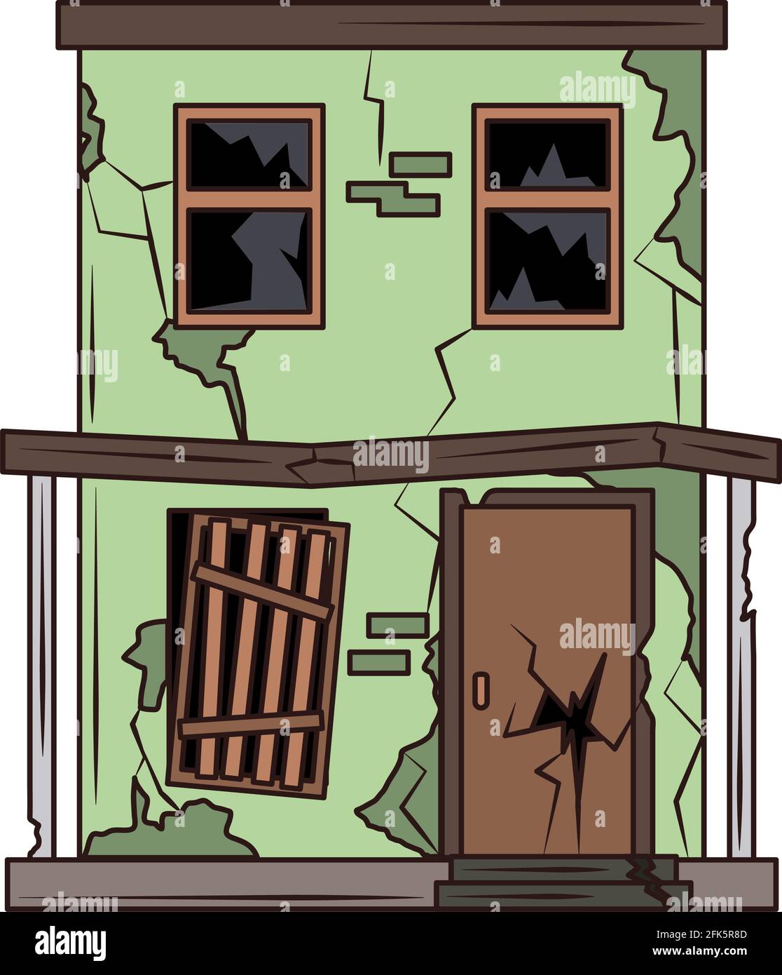 icona isolata del cartone animato della casa rovinata Illustrazione Vettoriale