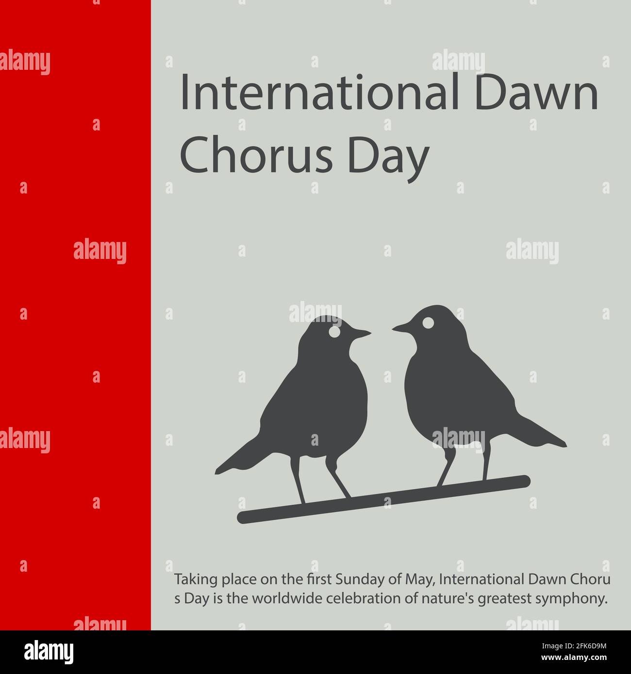 La prima domenica di maggio, la Giornata Internazionale del Coro dell'Alba è la celebrazione mondiale della più grande sinfonia della natura. Illustrazione Vettoriale