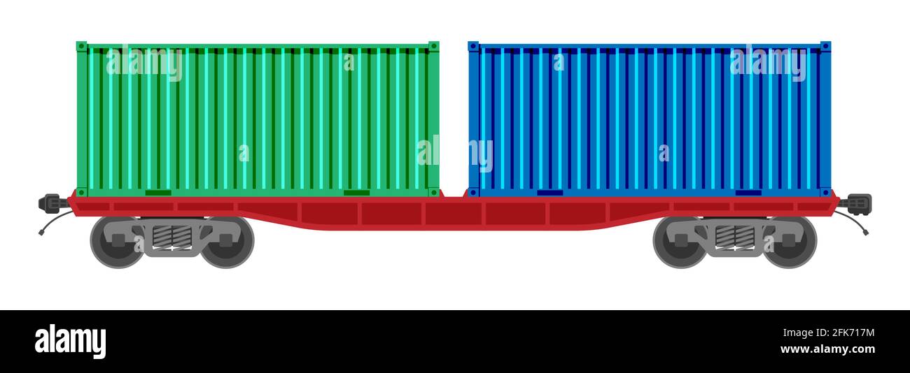 Carro con piattaforma per container. Illustrazione Vettoriale