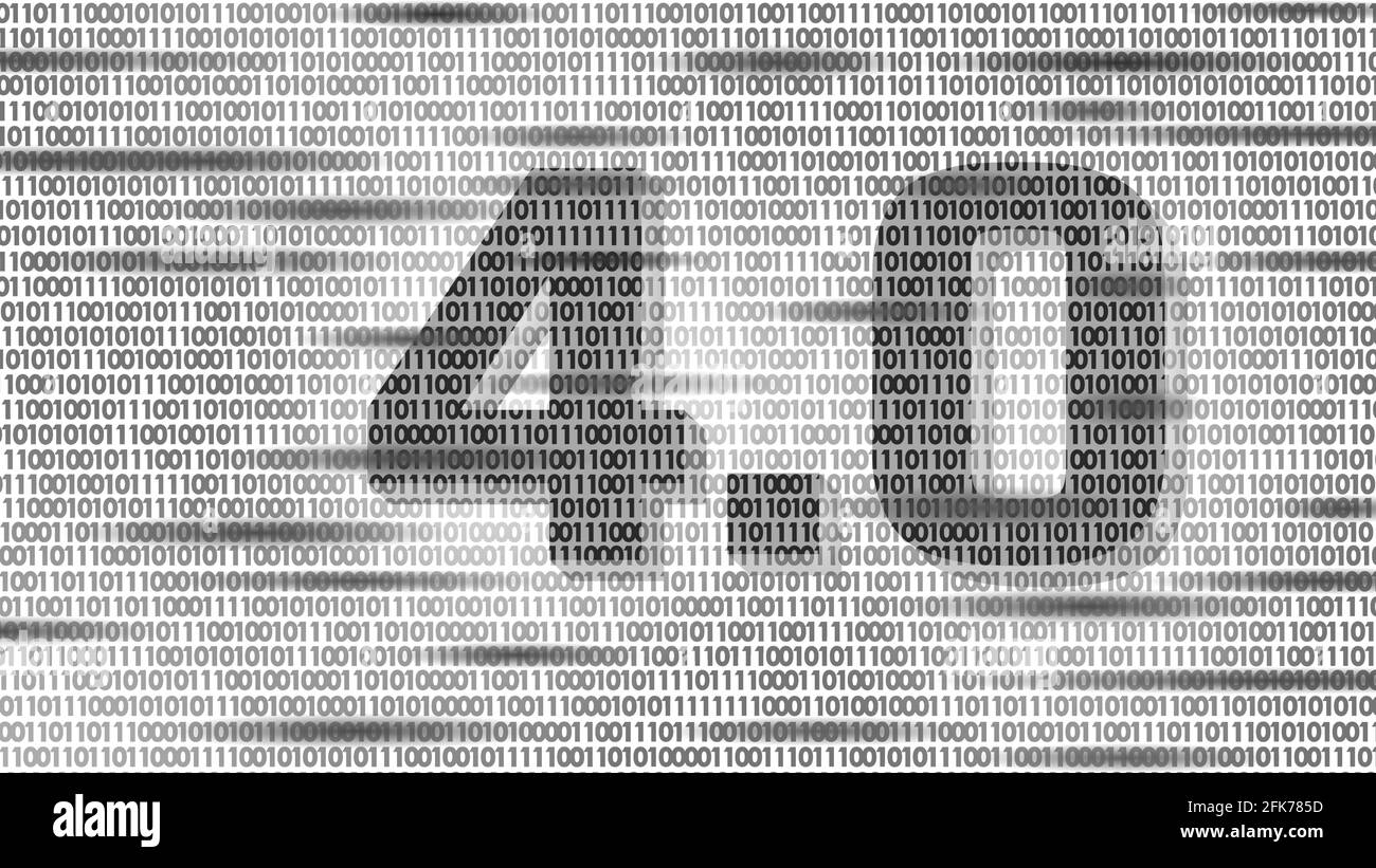 Concetto di rivoluzione industriale futura. Industry 4.0 ai processo informatico artificiale autonomo. Gestione del settore della tecnologia online. Flusso di codice binario Illustrazione Vettoriale