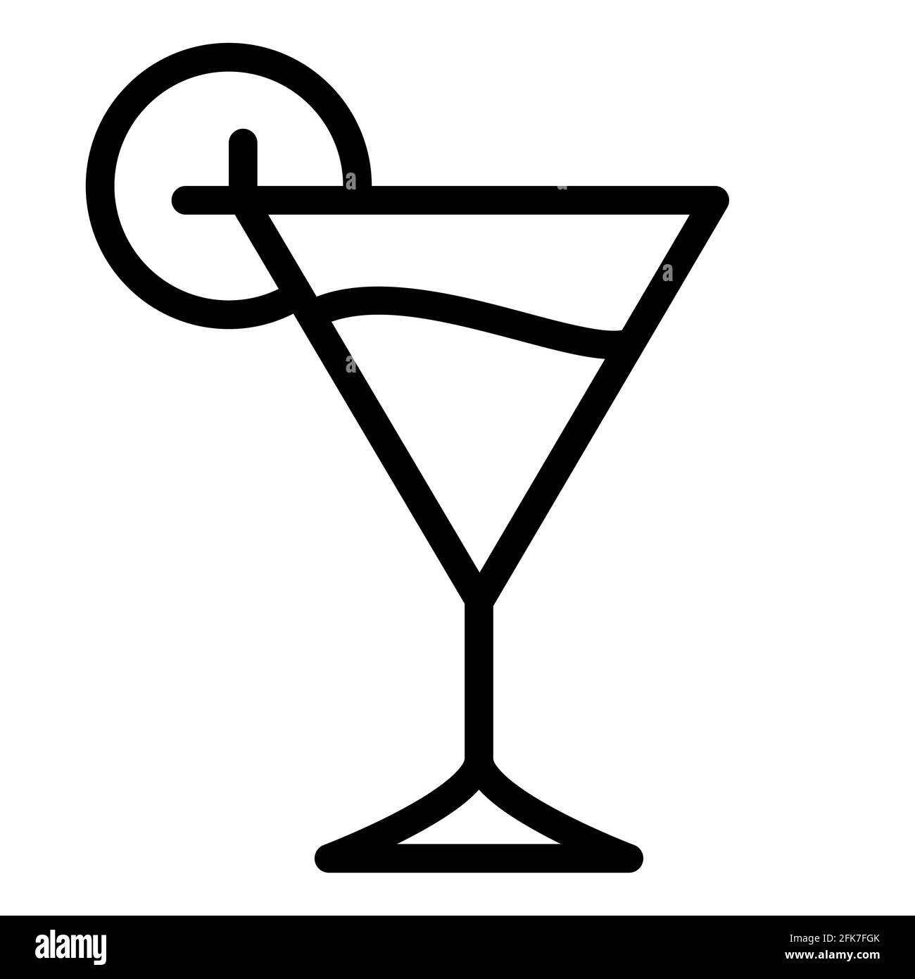 cocktail limone freddo singolo isolato icona con contorno stile vettore illustrazione del progetto Foto Stock