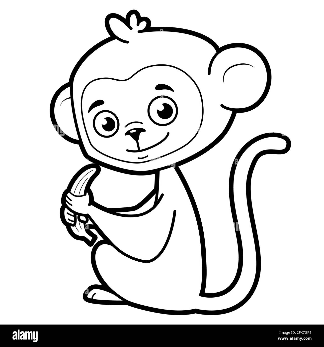 Libro da colorare o pagina per bambini. Immagine in bianco e nero scimmia Foto stock - Alamy