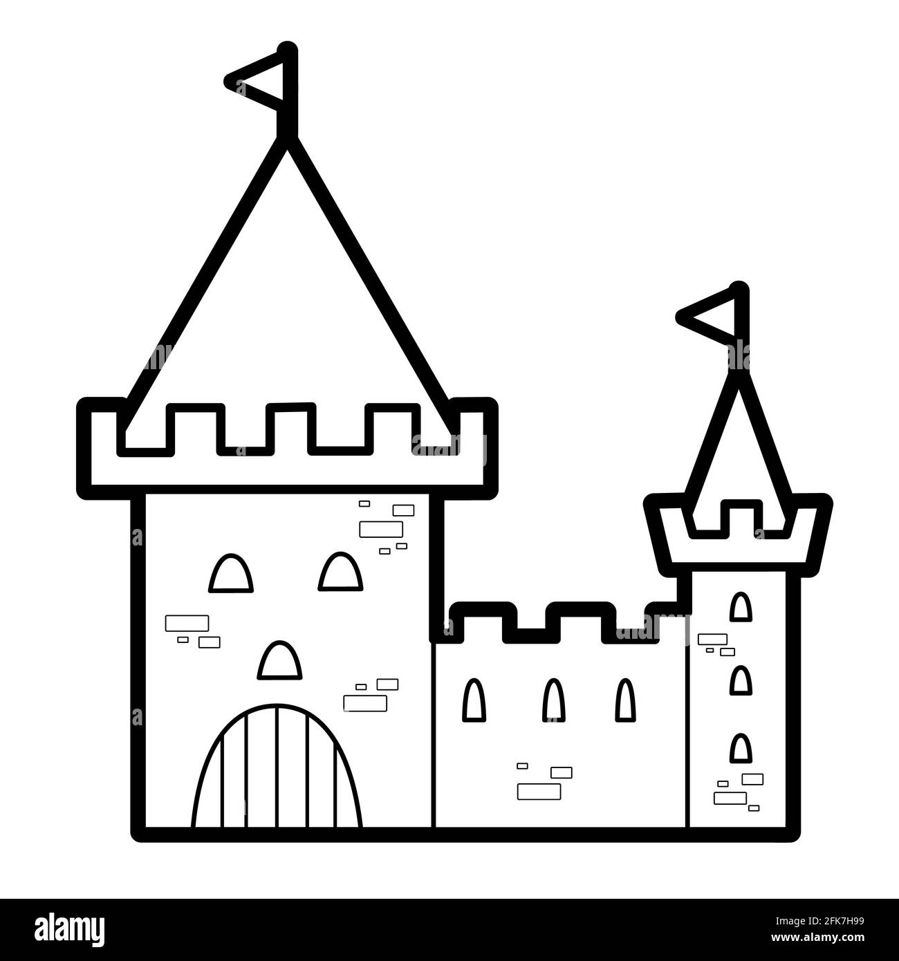 Libro da colorare o pagina per bambini. illustrazione del castello in  bianco e nero Foto stock - Alamy