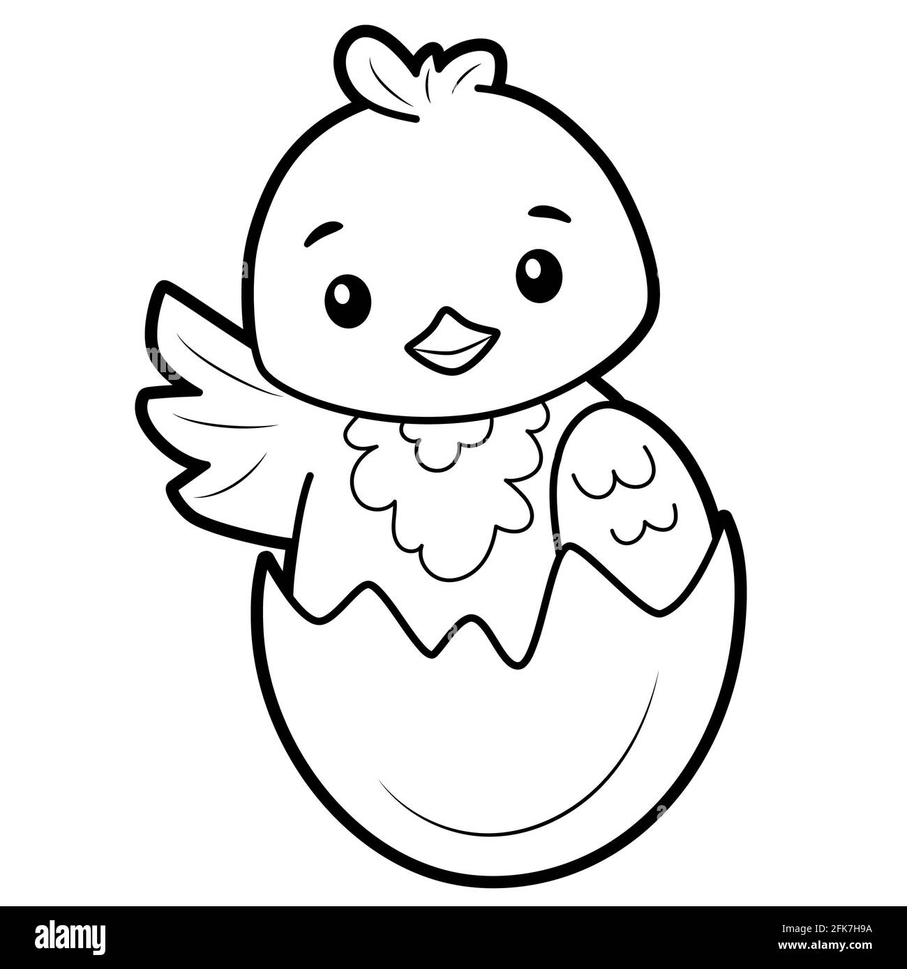 Libro da colorare o pagina per bambini. Pulcino illustrazione in bianco e nero Foto stock - Alamy