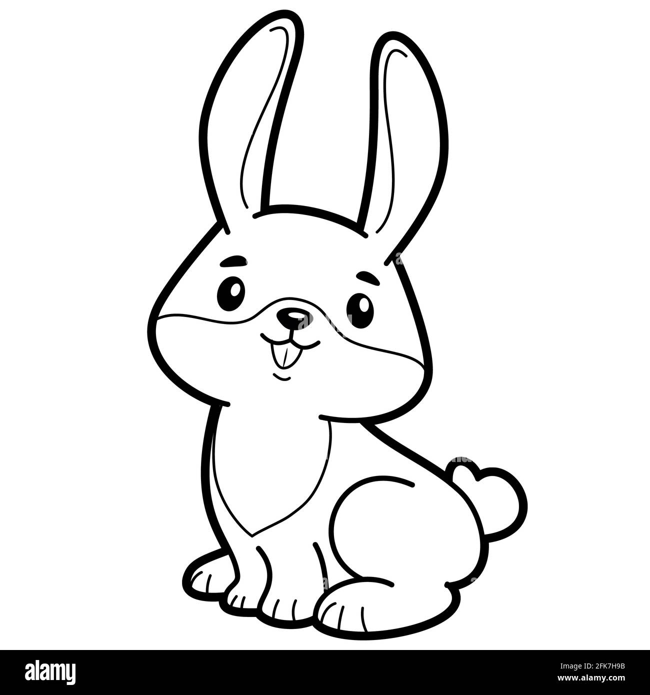 Libro da colorare o pagina per bambini. Coniglio nero e bianco illustrazione Foto stock - Alamy