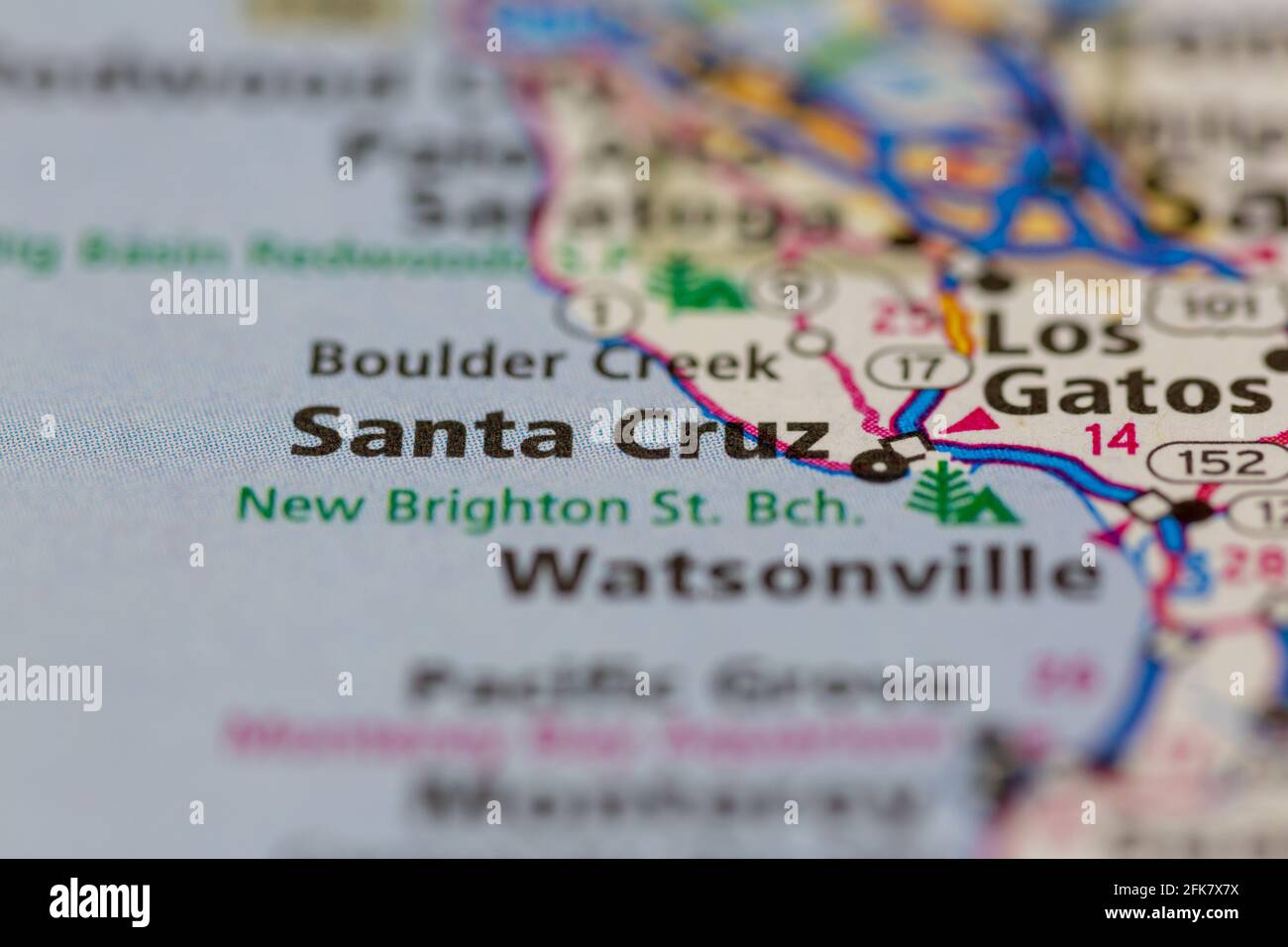 Santa cruz California USA mostrato su una mappa geografica o. mappa stradale Foto Stock