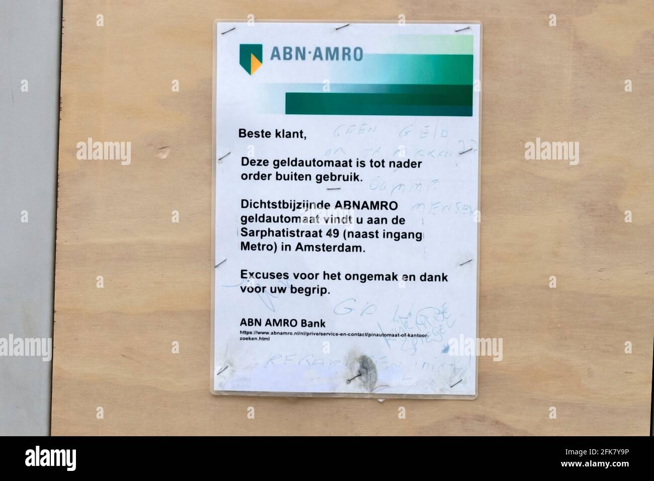 Poster ABN AMRO temporaneamente rimosso ad Amsterdam Paesi Bassi 18-3-2020 Foto Stock