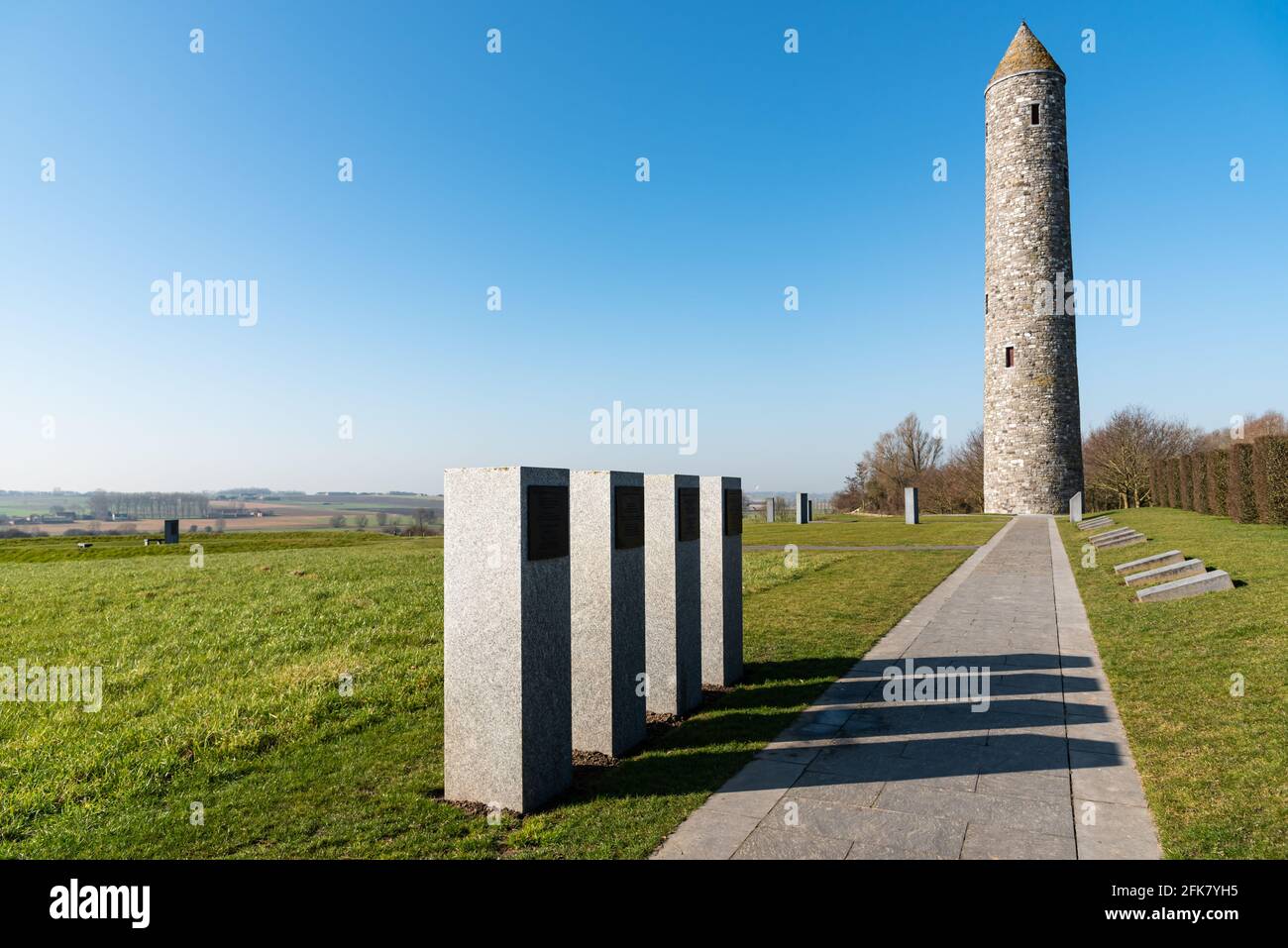 Il memoriale del Parco della Pace dell'Isola d'Irlanda a Messines, vicino a Ypres nelle Fiandre, Belgio. Foto Stock