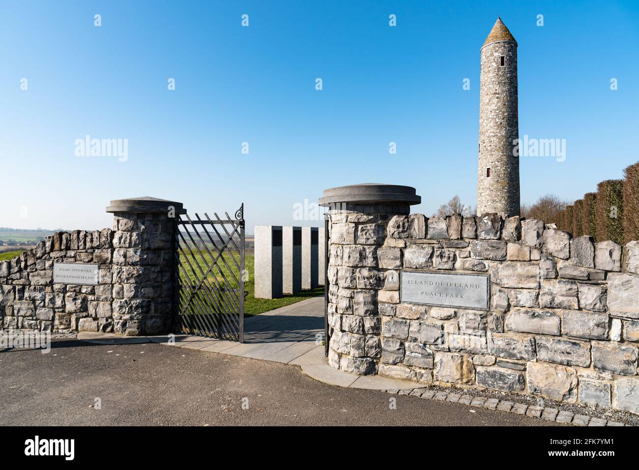 Il memoriale del Parco della Pace dell'Isola d'Irlanda a Messines, vicino a Ypres nelle Fiandre, Belgio. Foto Stock