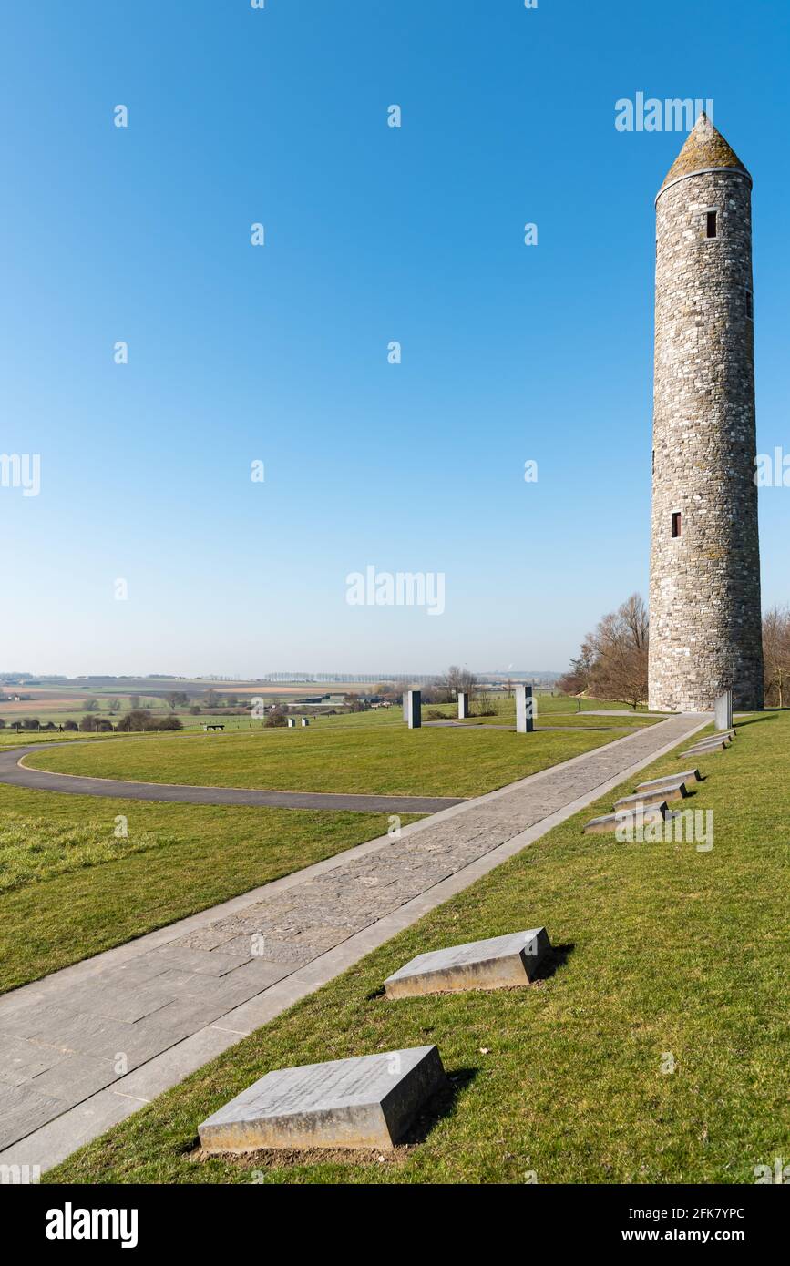 Il memoriale del Parco della Pace dell'Isola d'Irlanda a Messines, vicino a Ypres nelle Fiandre, Belgio. Foto Stock