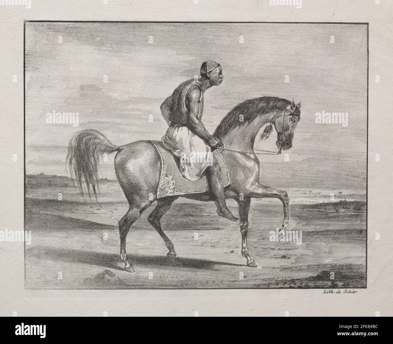 African on Horseback 1823 litografia di Eugène Delacroix (francese, 1798-1863) Foto Stock