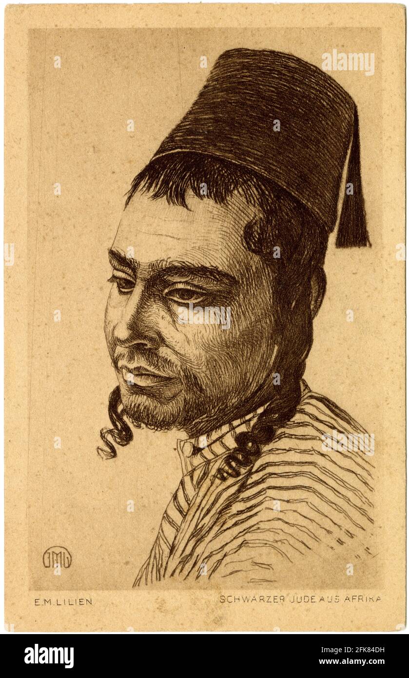 Schwarzer Jude aus Afrikan [ebreo nero dall'Africa] di E.M. Lilien [Efraim Moses Lilien 23 maggio 1874 – 18 luglio 1925] Foto Stock