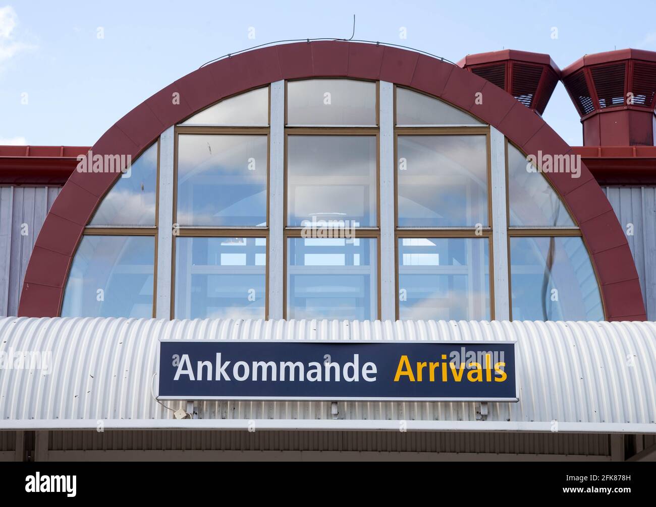 Terminal degli arrivi, aeroporto di Jönköping, città di Jönköping, Svezia. Foto Stock