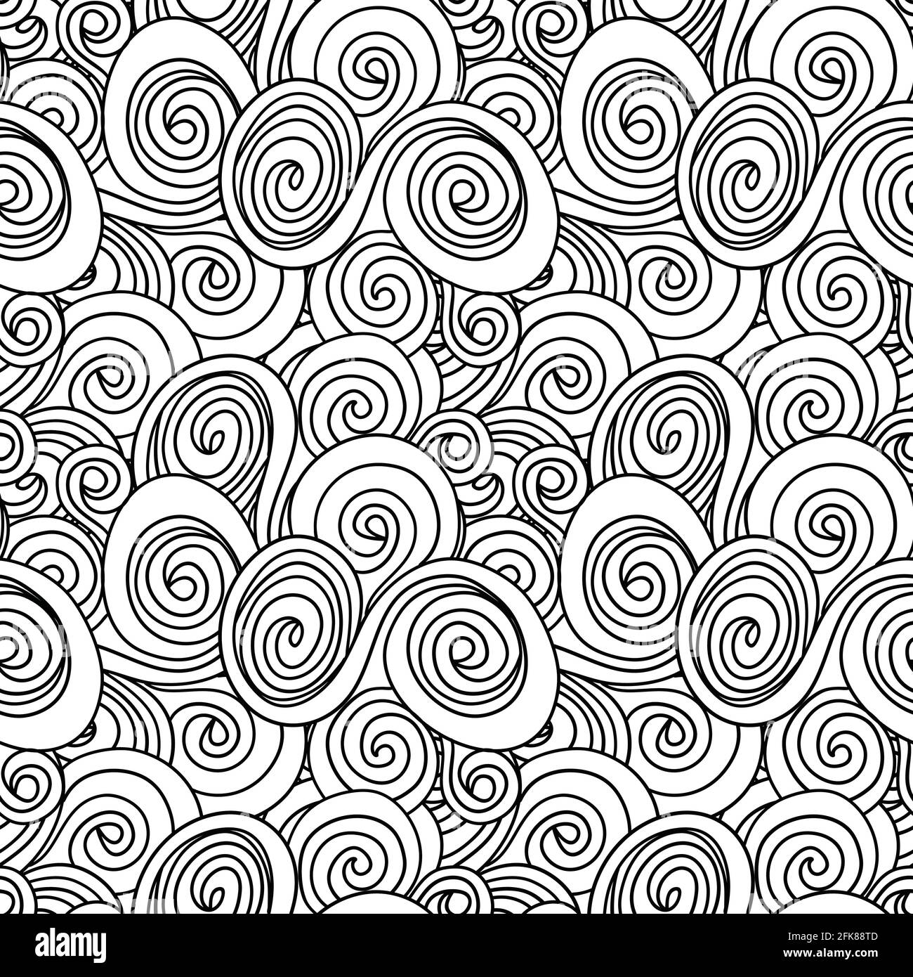 Motivo senza cuciture con le nuvole nere graziose di doodle su bianco. Bambini che ripetono lo sfondo. La texture infinita può essere utilizzata per lo sfondo, i riempimenti di motivi, il web Illustrazione Vettoriale