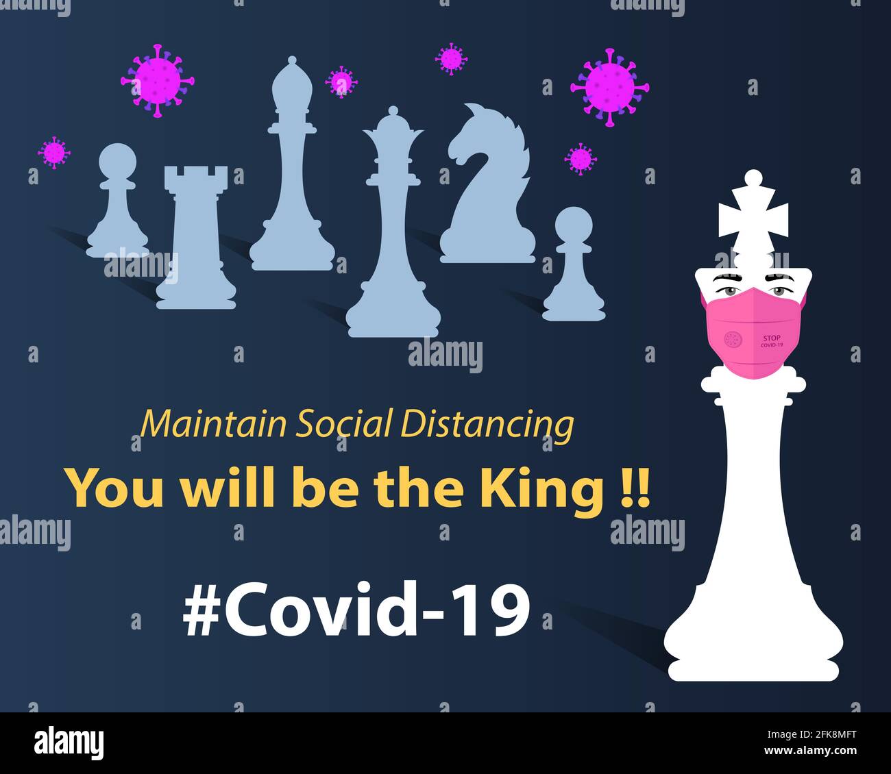 Impeditevi di coronavirus. Mantenere la distanza sociale è utile per prevenire con covid-19. Post sui social media concettuale relativo a 2019 nCov. Illustrazione Vettoriale