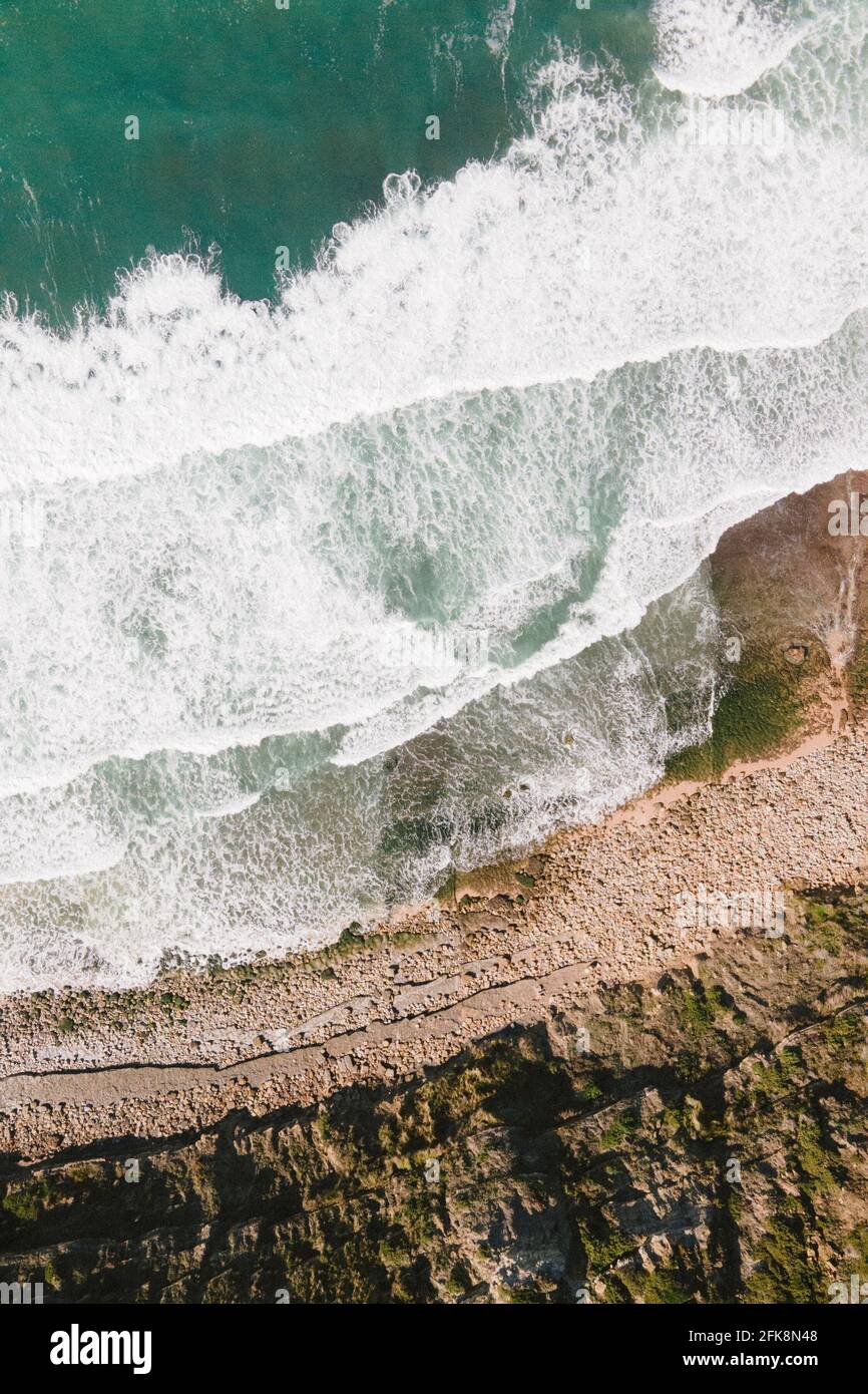 Ericeira punto di vista dell'oceano in Portogallo - pastello colorato Fotografia di viaggio Europa Foto Stock