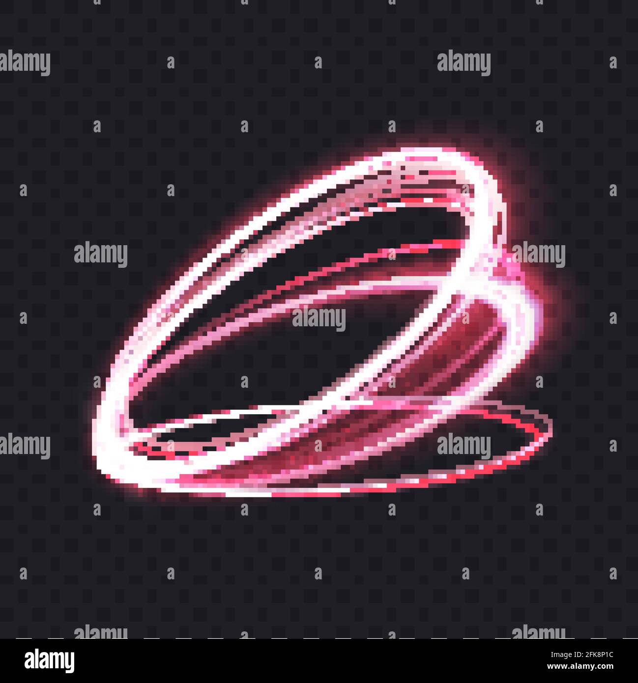 Luminoso e vivace bagliore di anelli al neon, effetto luminoso 3d astratto, movimento magico a velocità incandescente Illustrazione Vettoriale