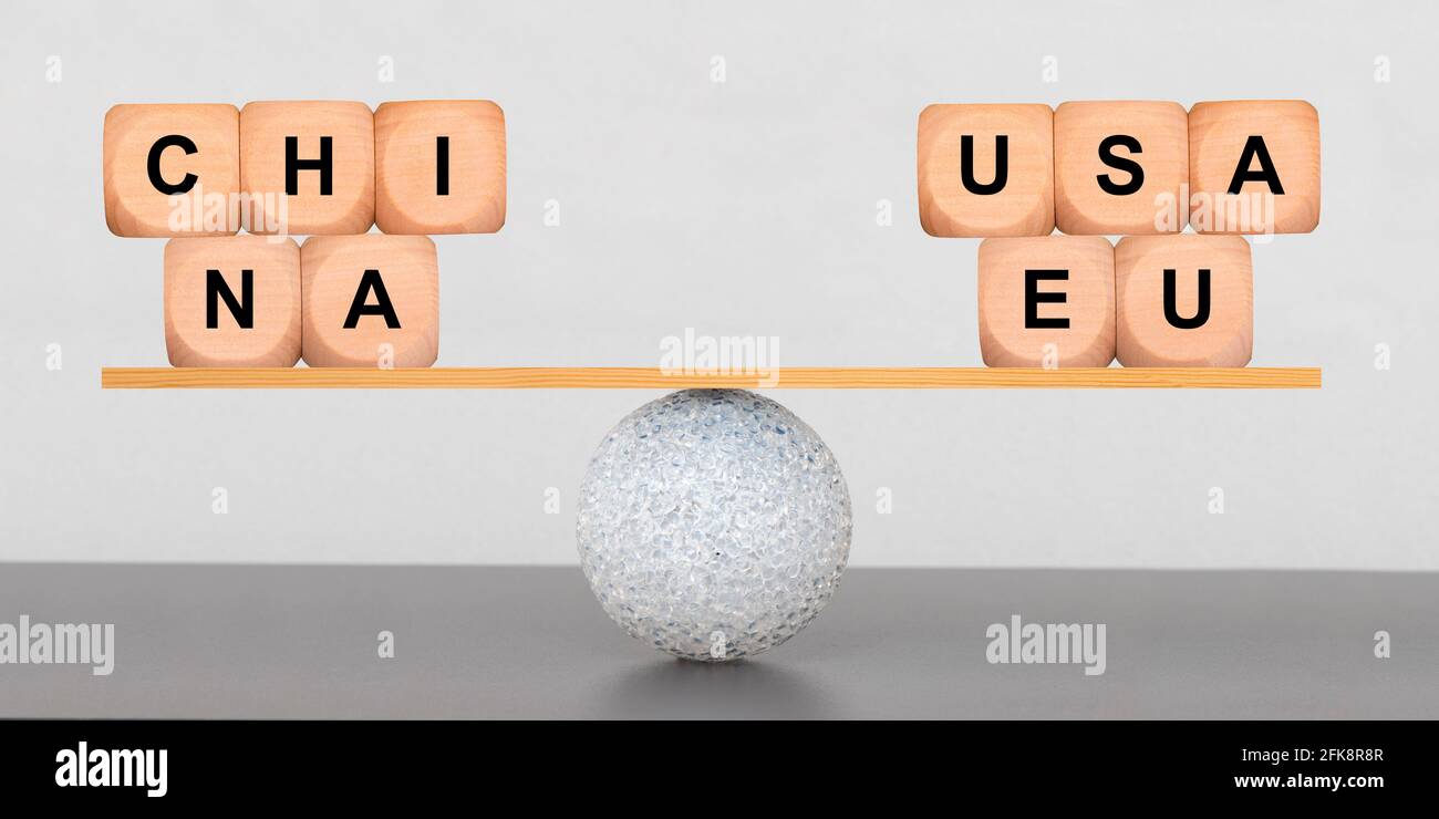 Economia di Cina e Stati Uniti / UE in equilibrio Foto Stock