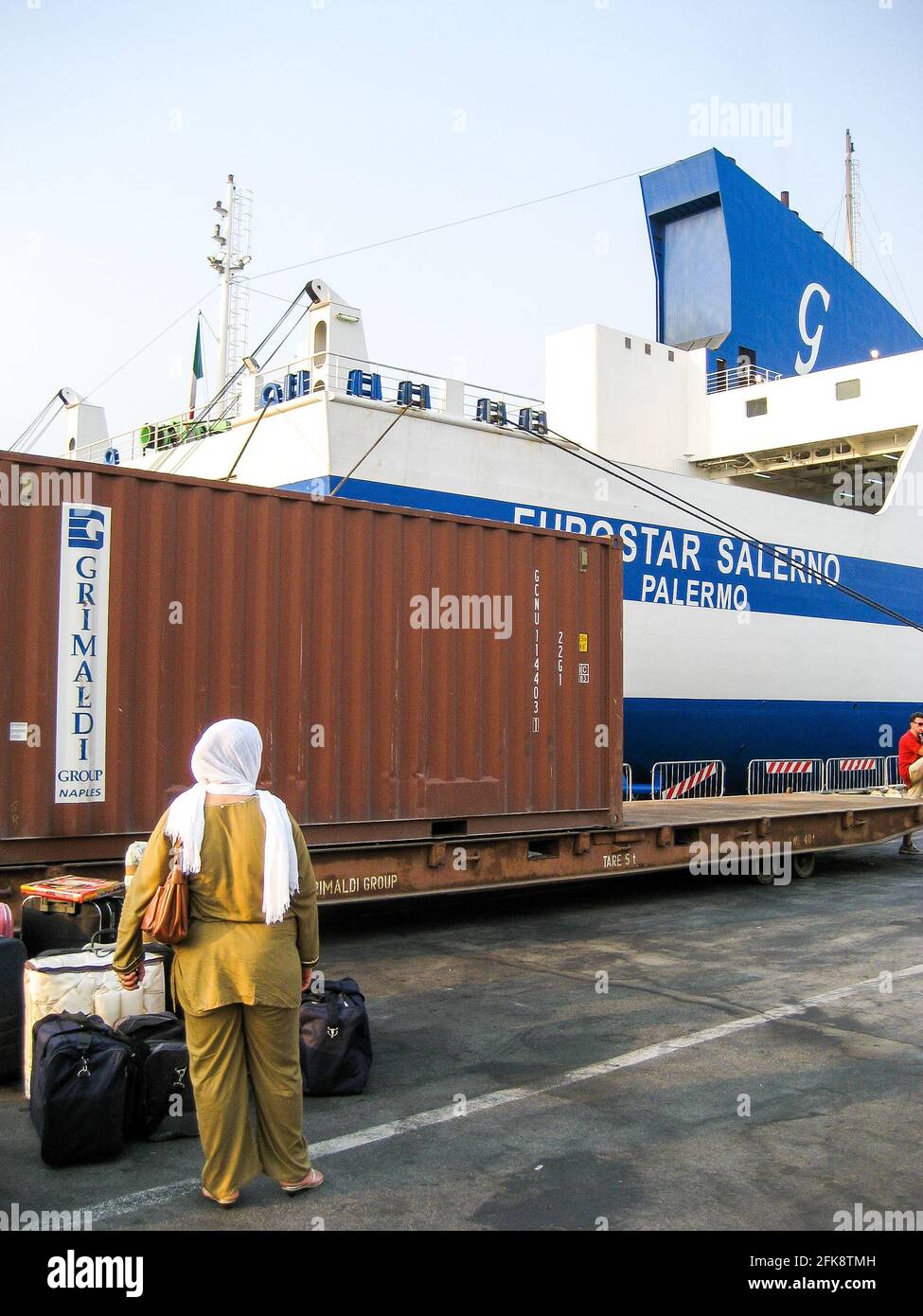 Scena nel porto, Palermo, Sicilia, Italia, Europa del Sud Foto Stock