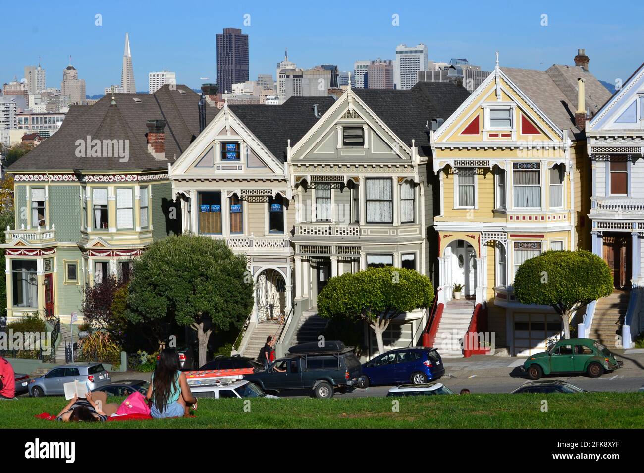 Painted Ladies Victorian Houses 'Full House', San Francisco, CA USA Foto Stock