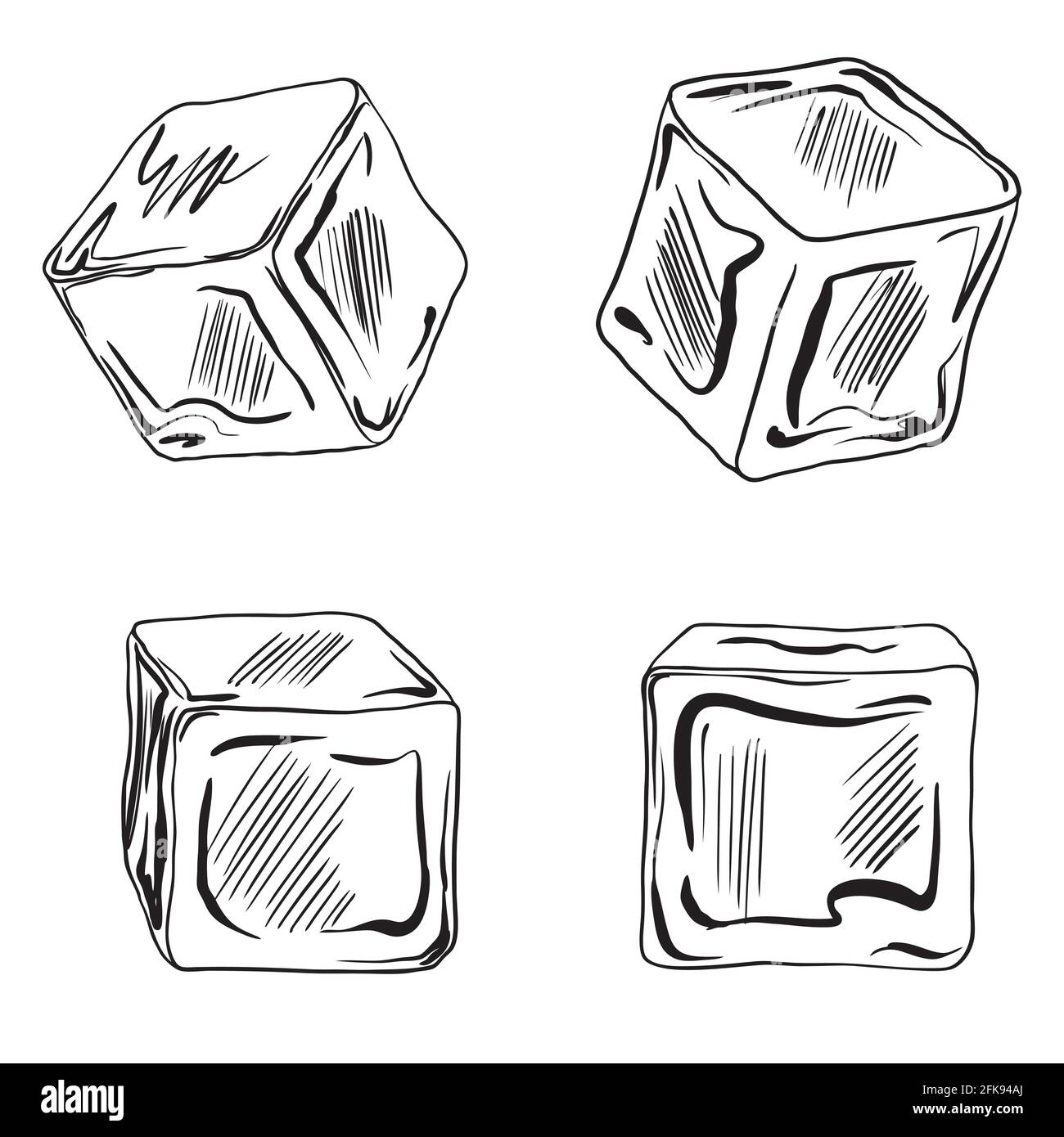 Cubetti di ghiaccio. Illustrazione vettoriale impostata su sfondo bianco. Illustrazione Vettoriale