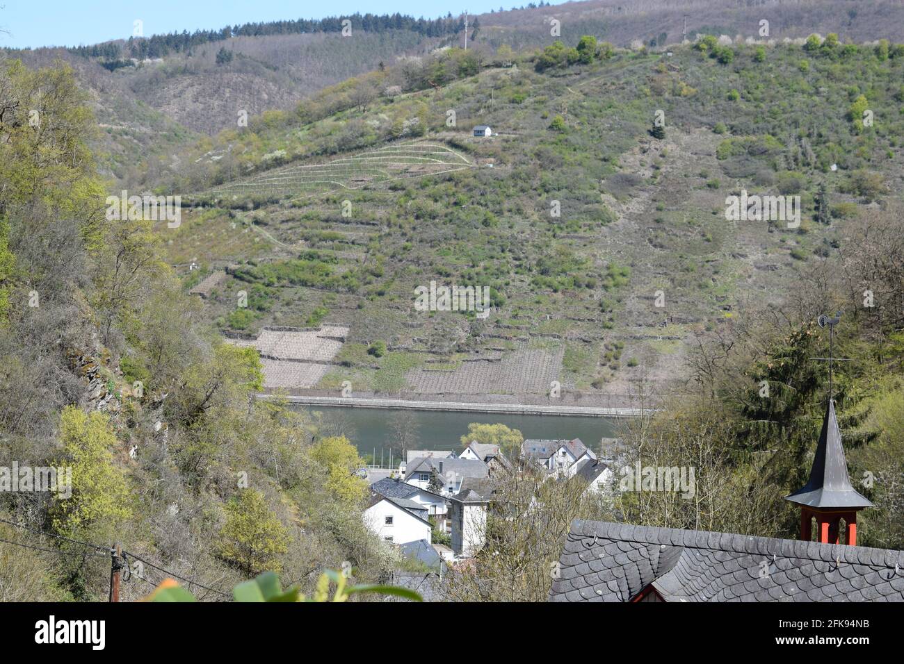 Vista sulla valle della Mosella in primavera Foto Stock