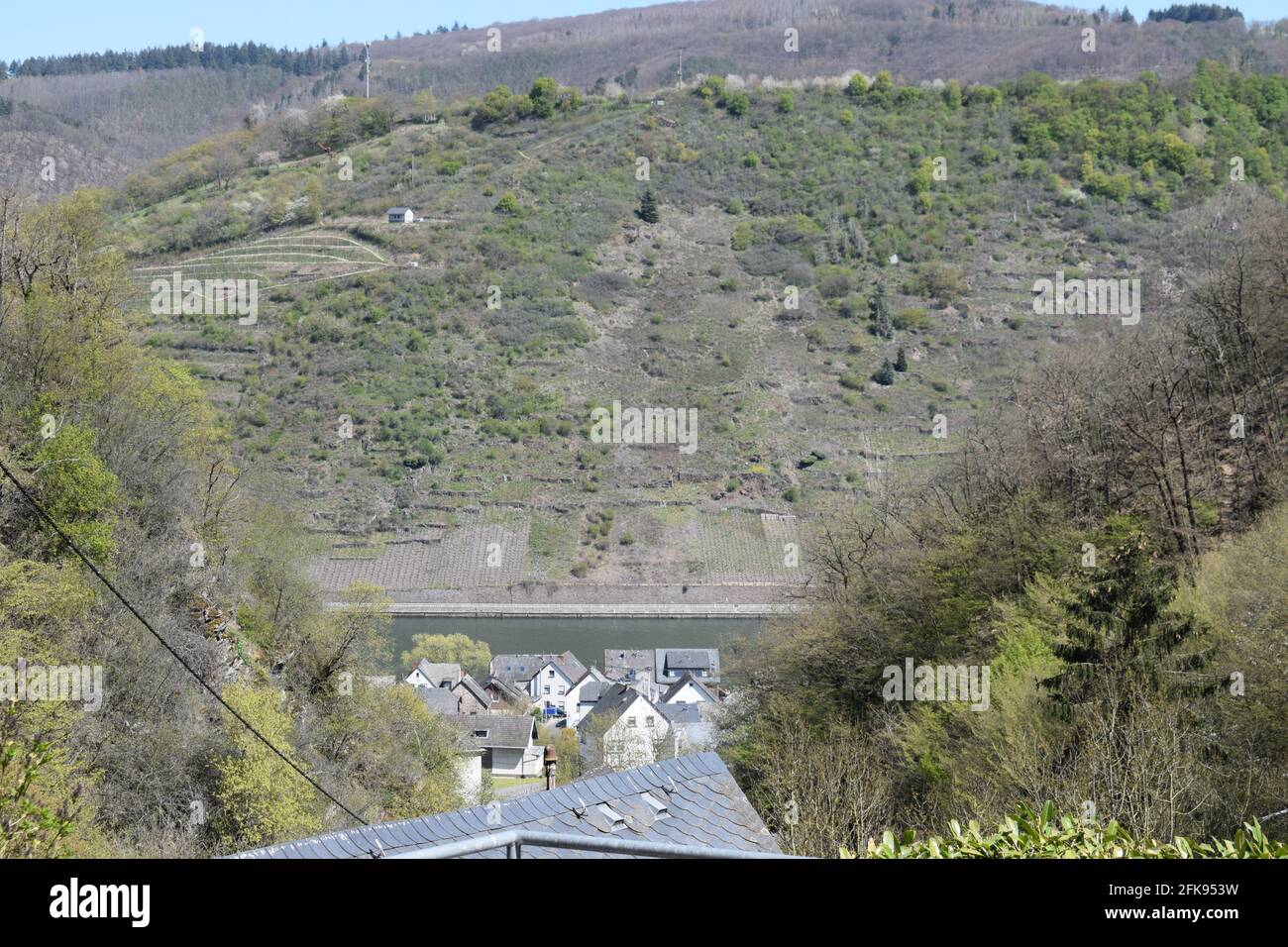 Vista sulla valle della Mosella in primavera Foto Stock