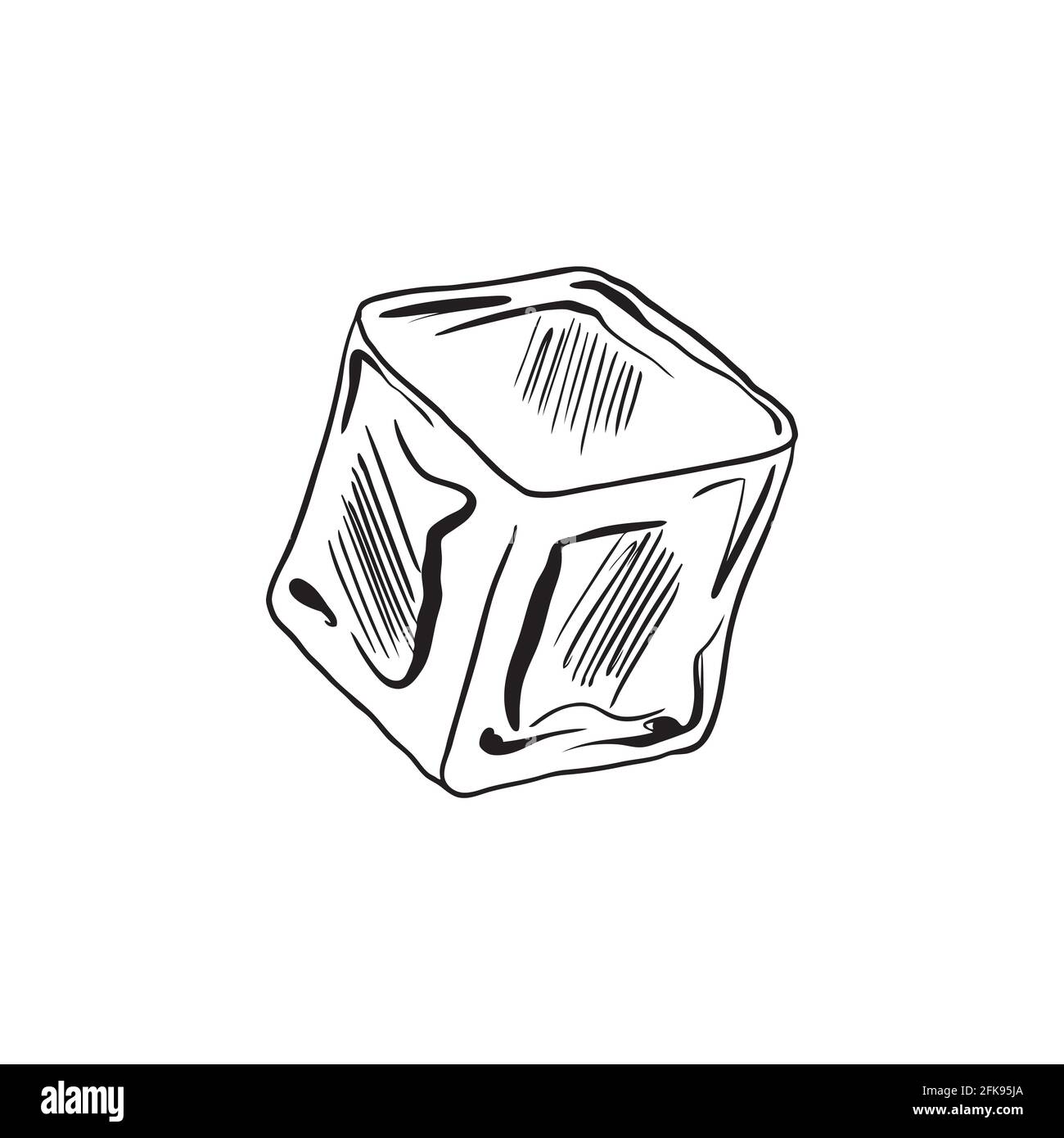 Icona del cubo di ghiaccio sull'acqua illustrazione grafica vettoriale su sfondo bianco. Illustrazione Vettoriale