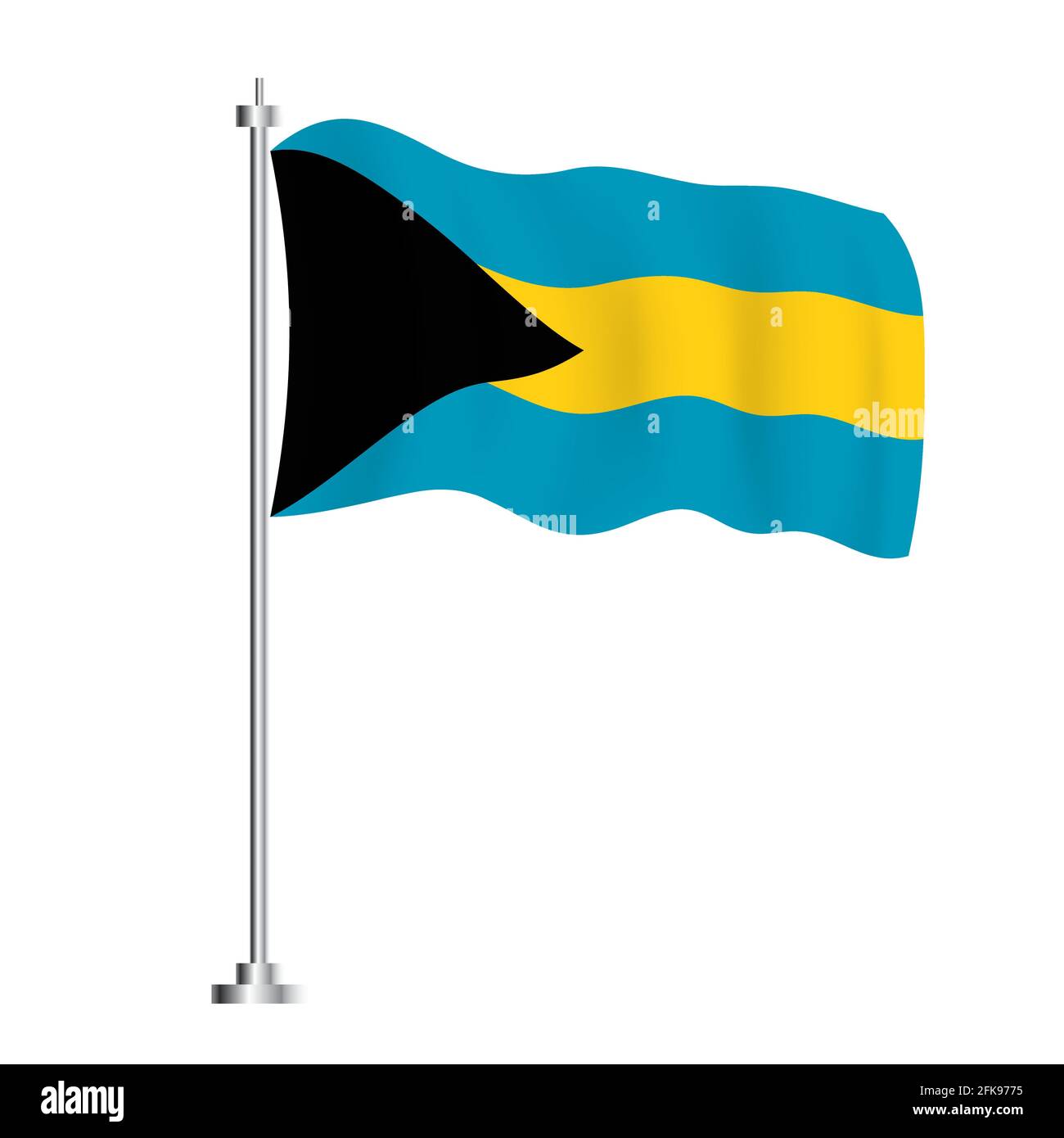 Bandiera delle Bahamas. Bandiera ad onda isolata del Paese delle Bahamas. Illustrazione vettoriale. Giorno dell'indipendenza. Illustrazione Vettoriale