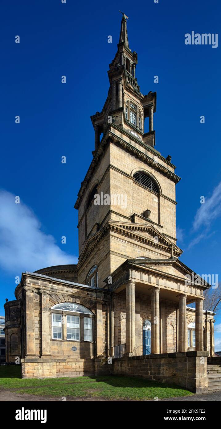 Vista esterna diurna di All Saints Church, Newcastle upon Tyne, Tyne and Wear, Inghilterra, Regno Unito Foto Stock