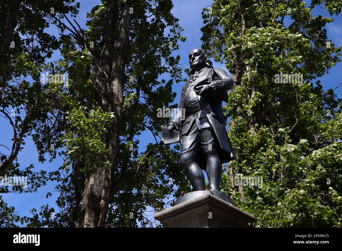 Statua di Benjamin Franklin al Washington Square Park, San Francisco Foto Stock