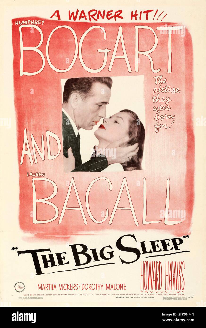 The Big Sleep, 1946 ‧ Noir/Mystery Humphrey Bogart e Lauren Bacall, poster del film. Foto Stock