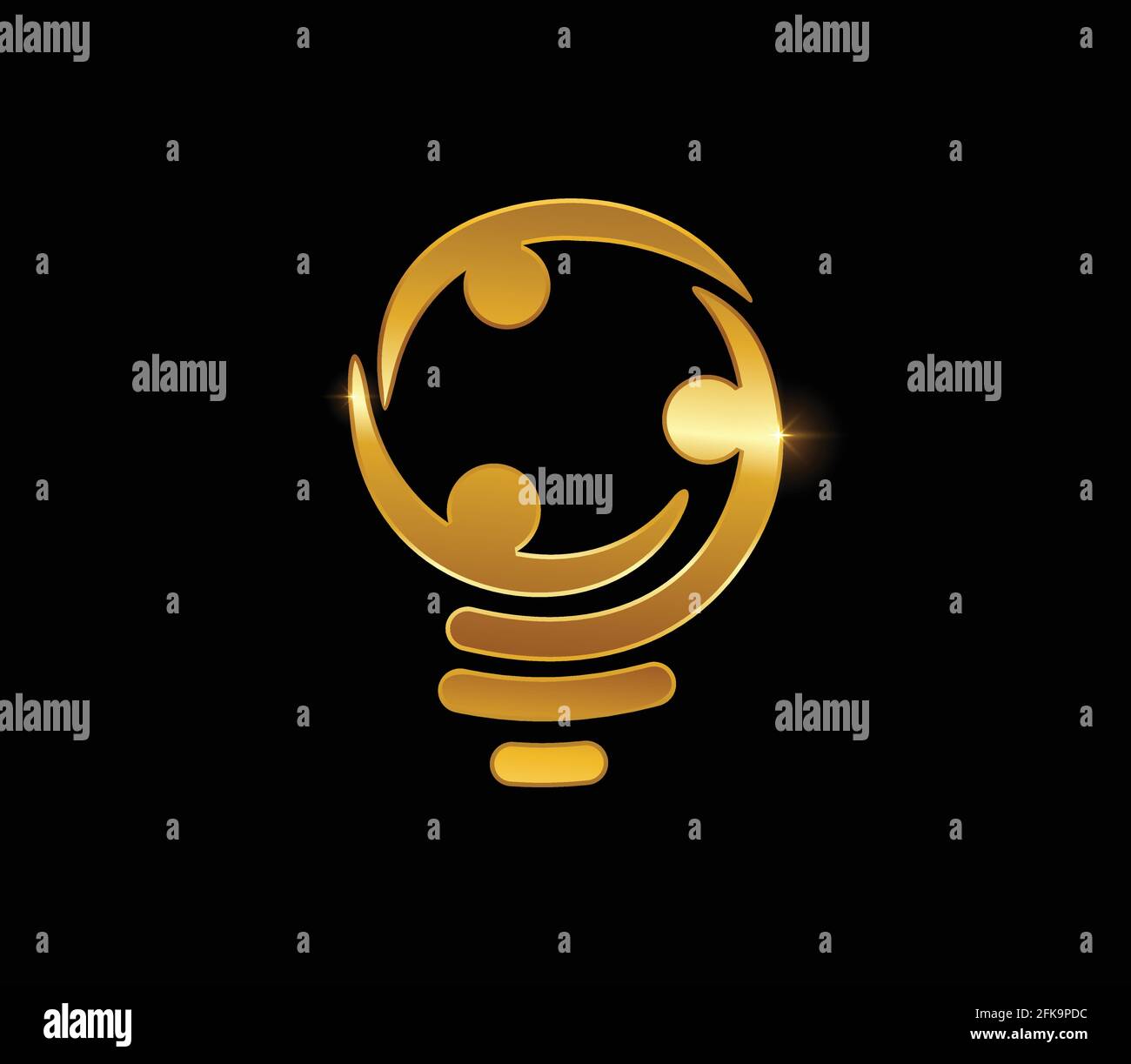 A Vector Illustration of Golden Bulb People Sign in black Sfondo con effetto Gold Shine Illustrazione Vettoriale