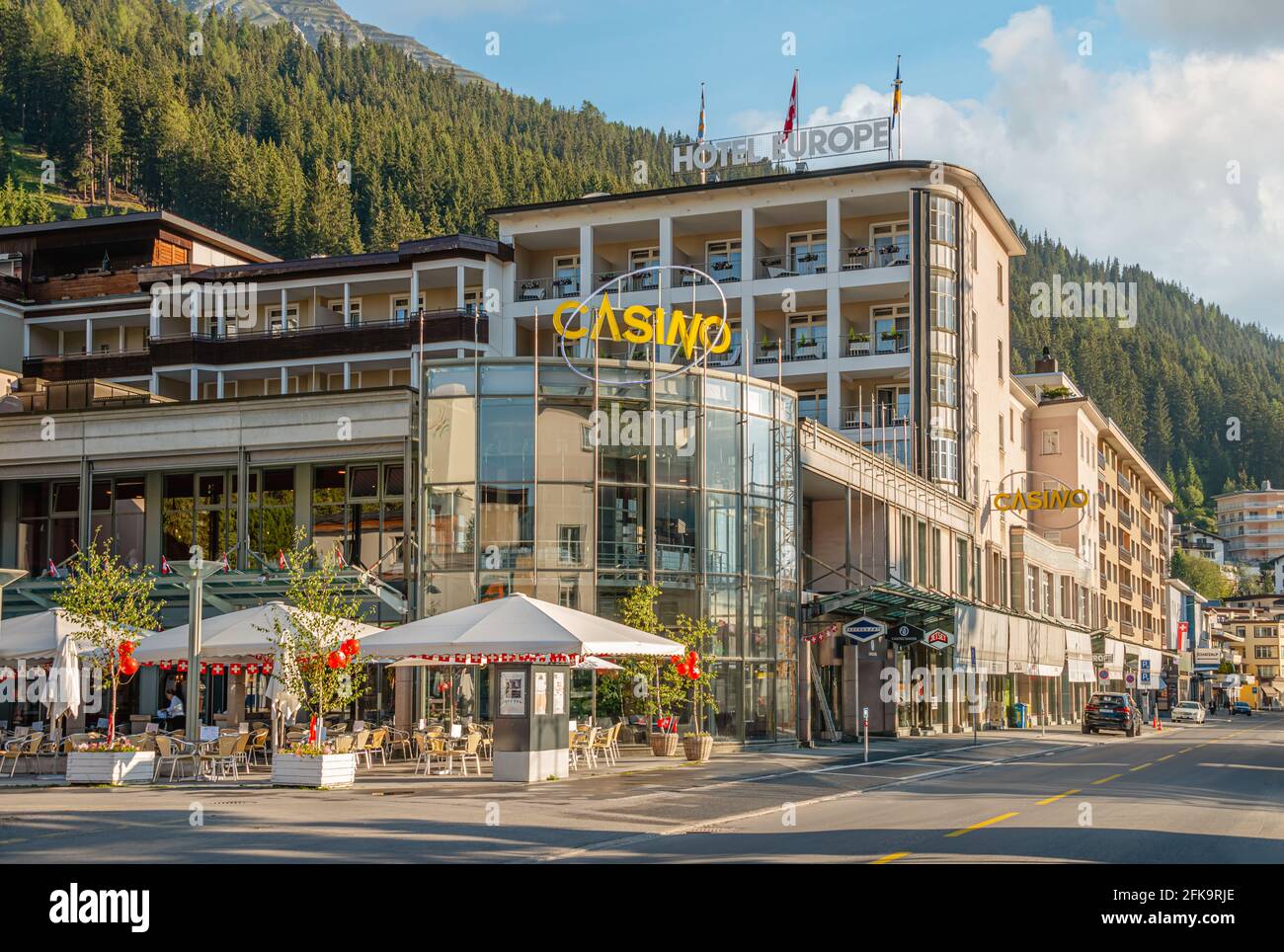 Casino Davos Platz in estate, Grigioni, Svizzera Foto Stock