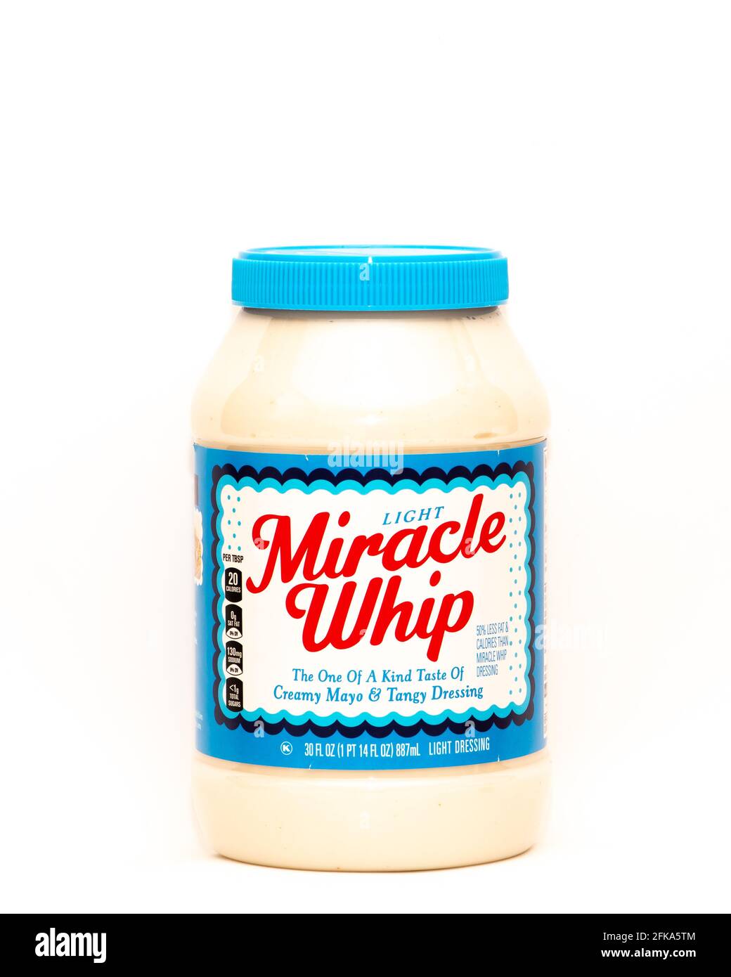 Un grande vasetto di leggero Miracle Whip, l'unico nel suo genere di cremoso Mayo & Tangy Dressing, perfetto per insalate e panini. Foto Stock