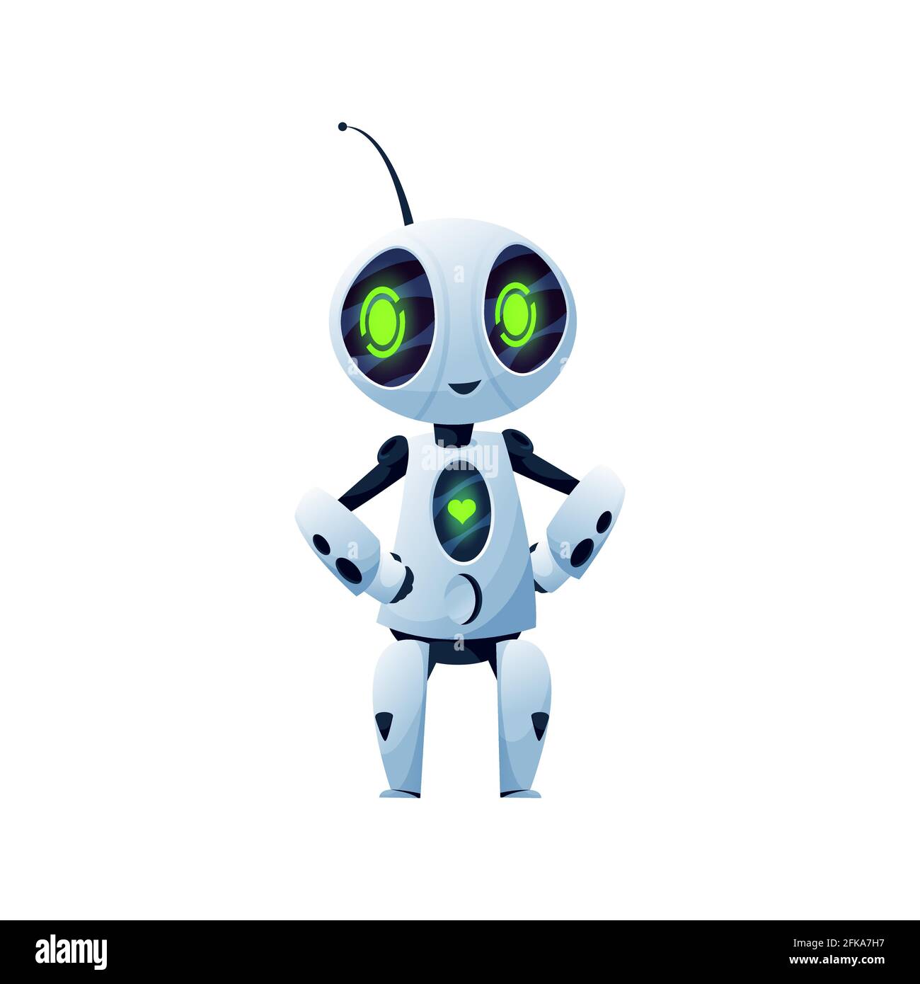 Aiuto robotico, umanoide futuristico, personaggio intelligente automatico 3D, icona isolata giocattolo digitale per bambini. Vector Stylish sci fi bot, cyber machine, android r Illustrazione Vettoriale