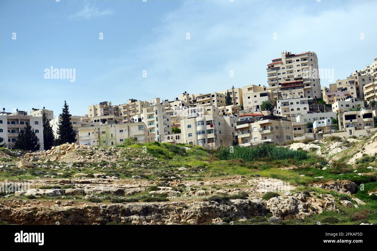 Quartieri palestinesi a Gerusalemme Est. Foto Stock