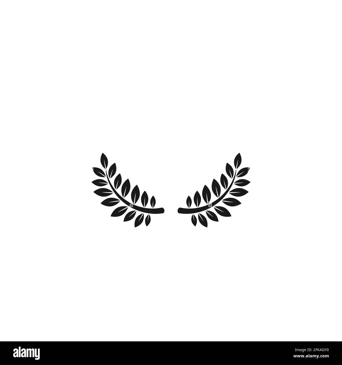 Icona Laurel Wreath. Illustrazione Vector Flat isolata su bianco. Etichetta vincitrice composta da ramoscelli con foglie verdi. Logo Victory. Primo posto, icona del premio Illustrazione Vettoriale