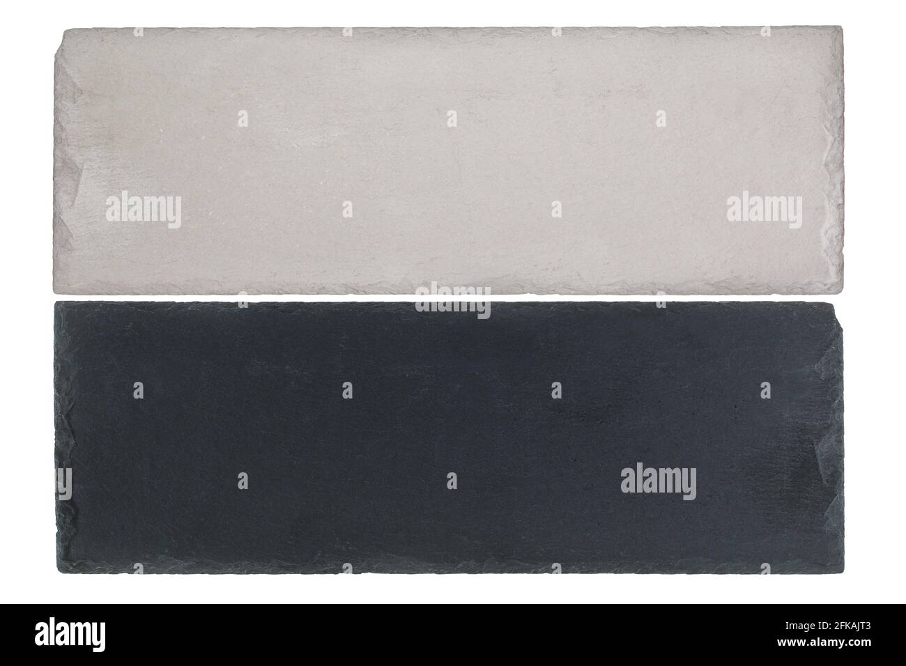 Pannello bianco e nero di lastre Slate isolate su bianco sfondo Foto Stock