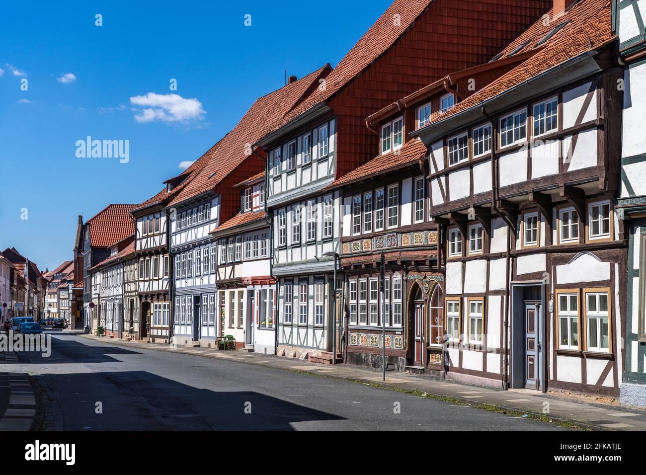 Fachwerkhäuser a Duderstadt, Niedersachsen, Deutschland | Case con struttura in legno a Duderstadt, bassa Sassonia, Germania Foto Stock