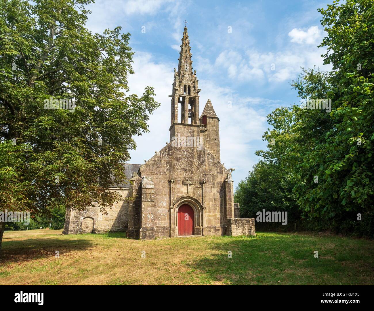 Cappella di Saint-Nicolas situata a Priziac, Morbihan, Bretagna, Francia. Foto Stock