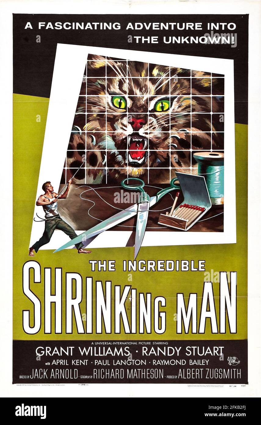 Poster del film: The Incredible Shrinking Man è un film di fantascienza statunitense del 1957 diretto da Jack Arnold basato sul romanzo di Richard Matheson del 1956. Foto Stock