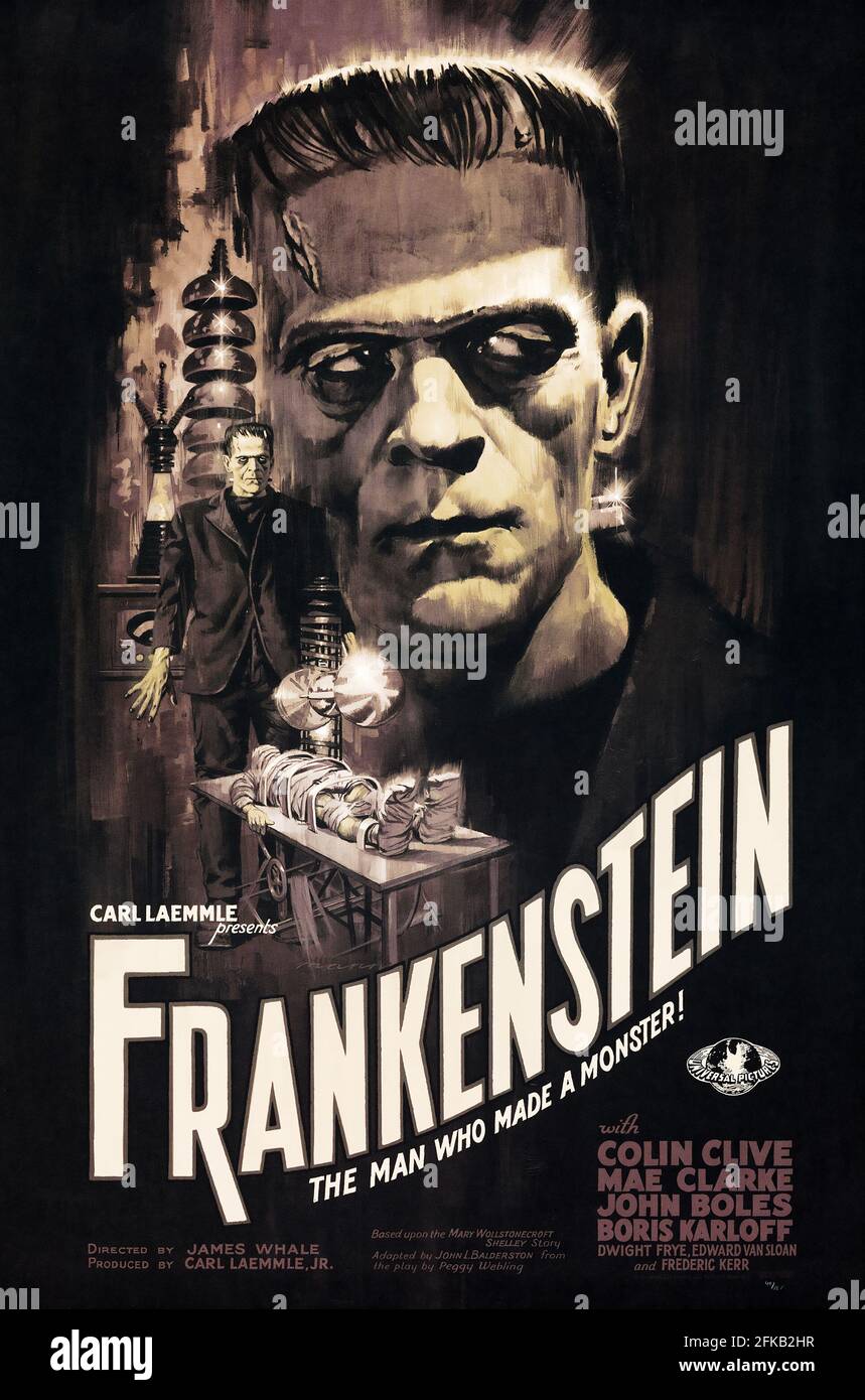 Poster del film di Frankenstein, 1931, feat. Boris Karloff Foto Stock