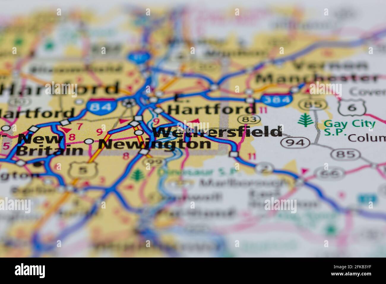 Wethersfield Connecticut USA mostrato su una mappa geografica o su una strada mappa Foto Stock