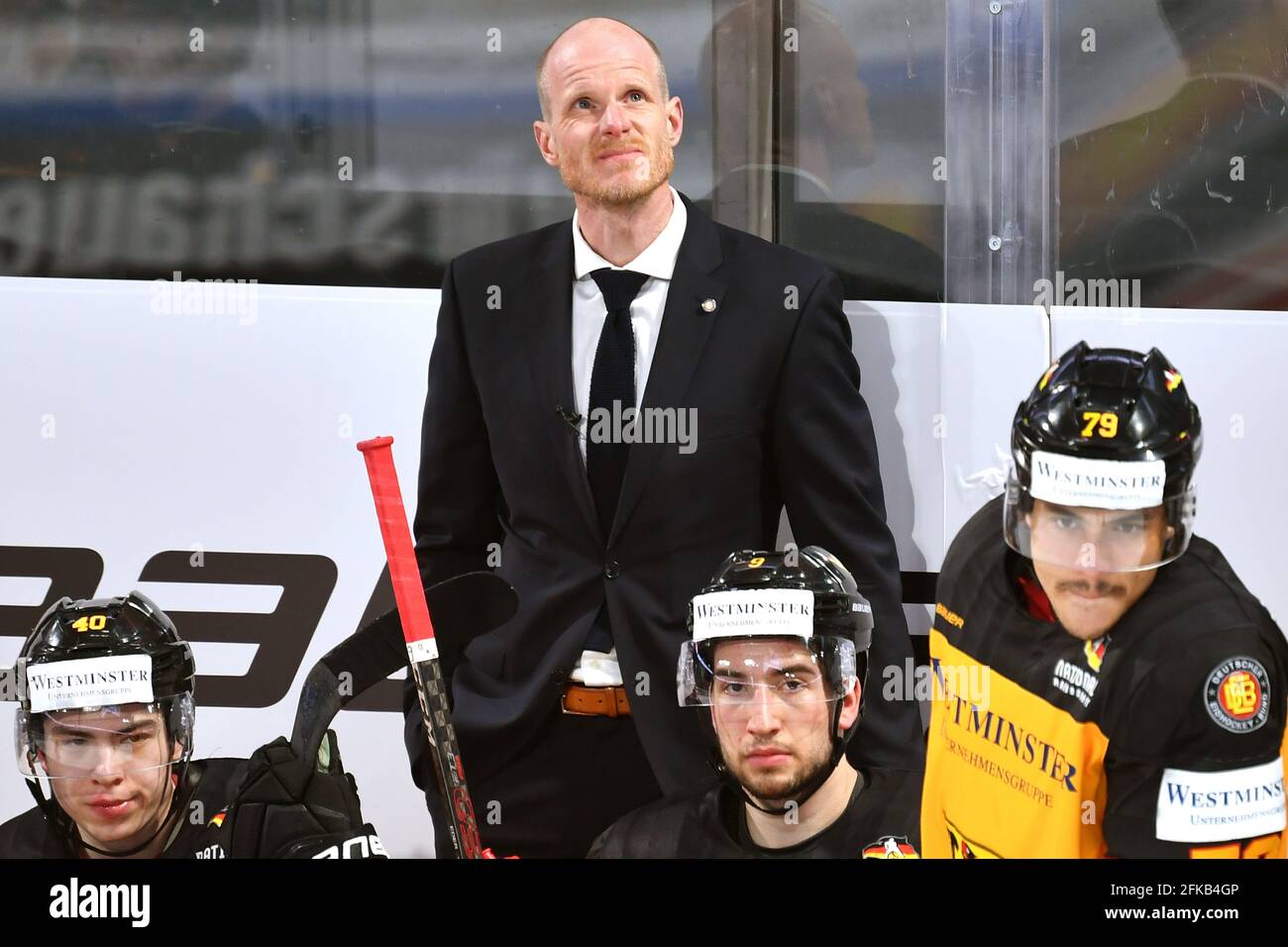 Allenatore federale toni SOEDERHOLM (GER), gesto, scettico, Germania (GER) -Tschechien (CZE) 1-4, nazionale di hockey su ghiaccio, partita dei paesi di prova il 29 aprile 2021 a Norimberga. | utilizzo in tutto il mondo Foto Stock